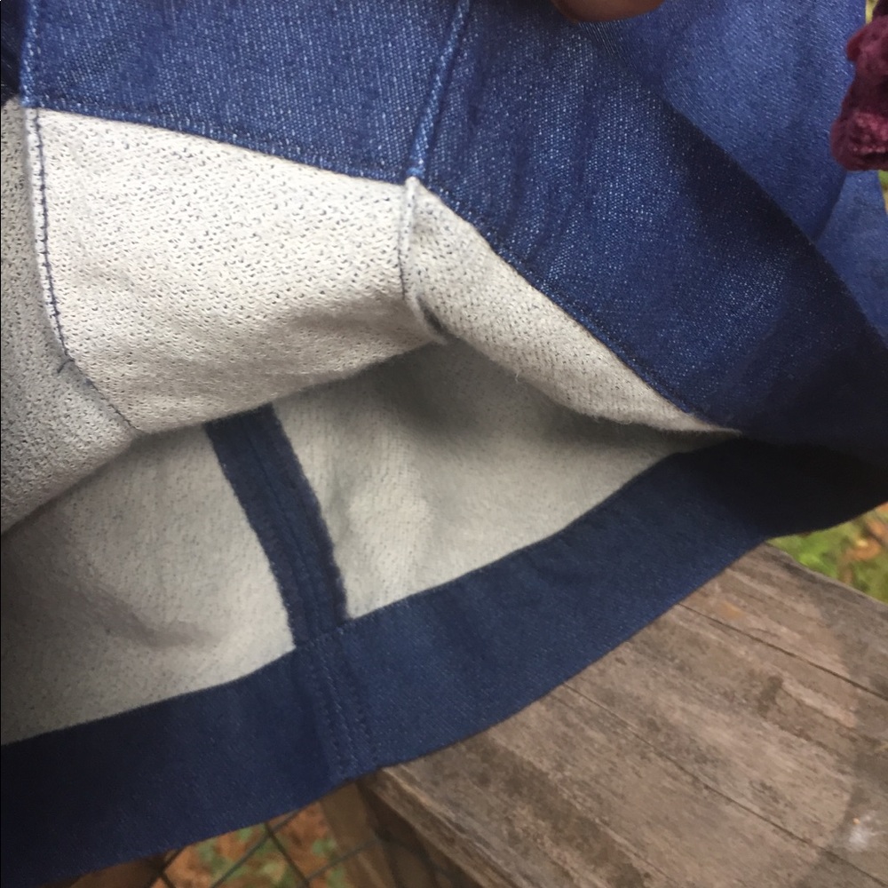 Loft classic front pleat navy  blue  denim  mini navy skirt - Picture 6 of 12